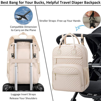 Diaper Bag Backpack for Women with Insulated Pockets Green