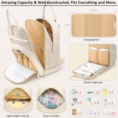 Diaper Bag Backpack for Women with Insulated Pockets Green