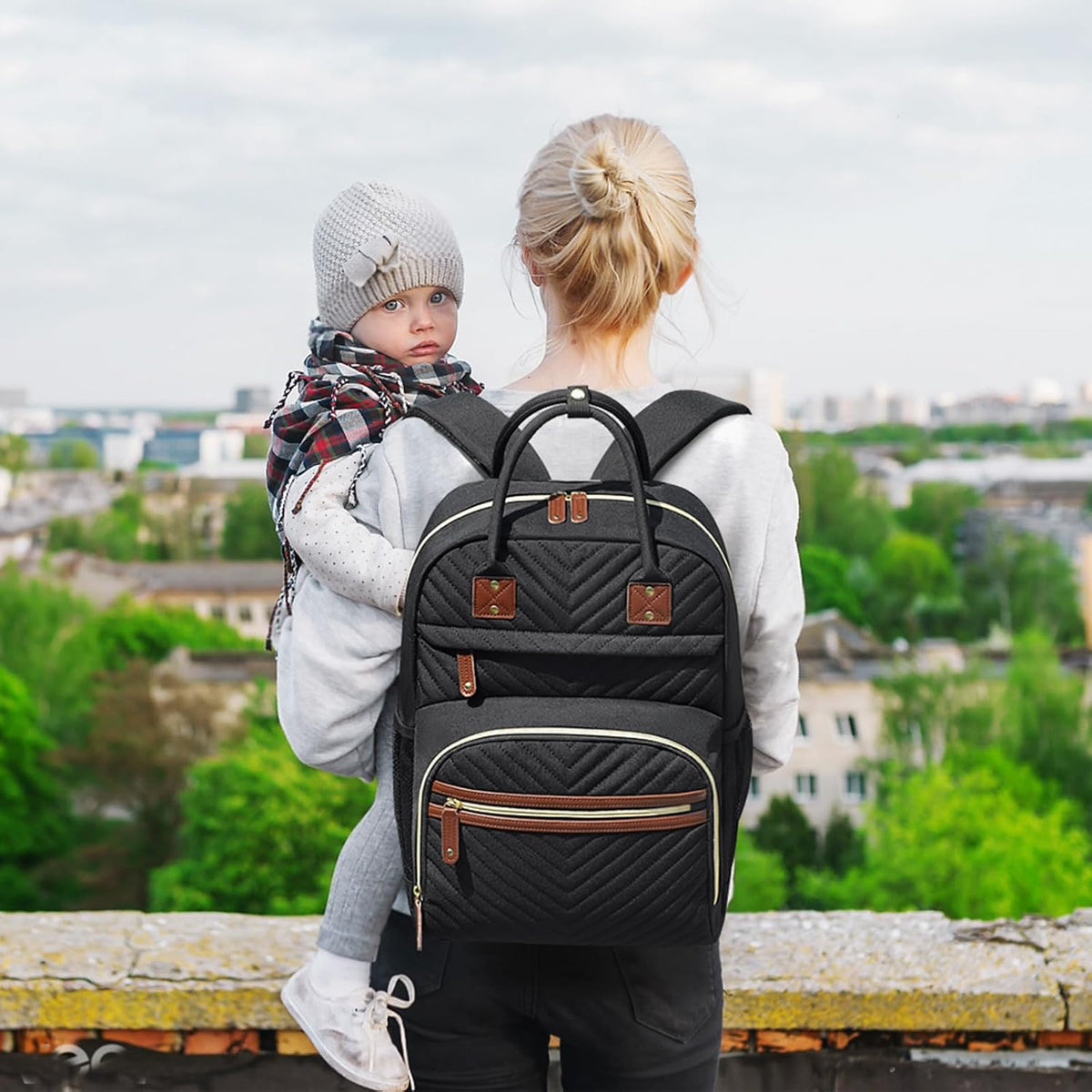 Diaper Bag Backpack for Women with Insulated Pockets Green