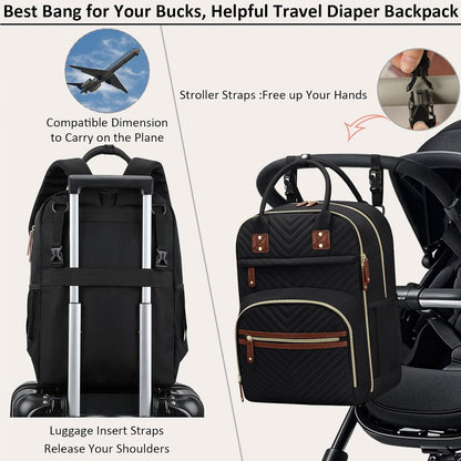 Diaper Bag Backpack for Women with Insulated Pockets Green