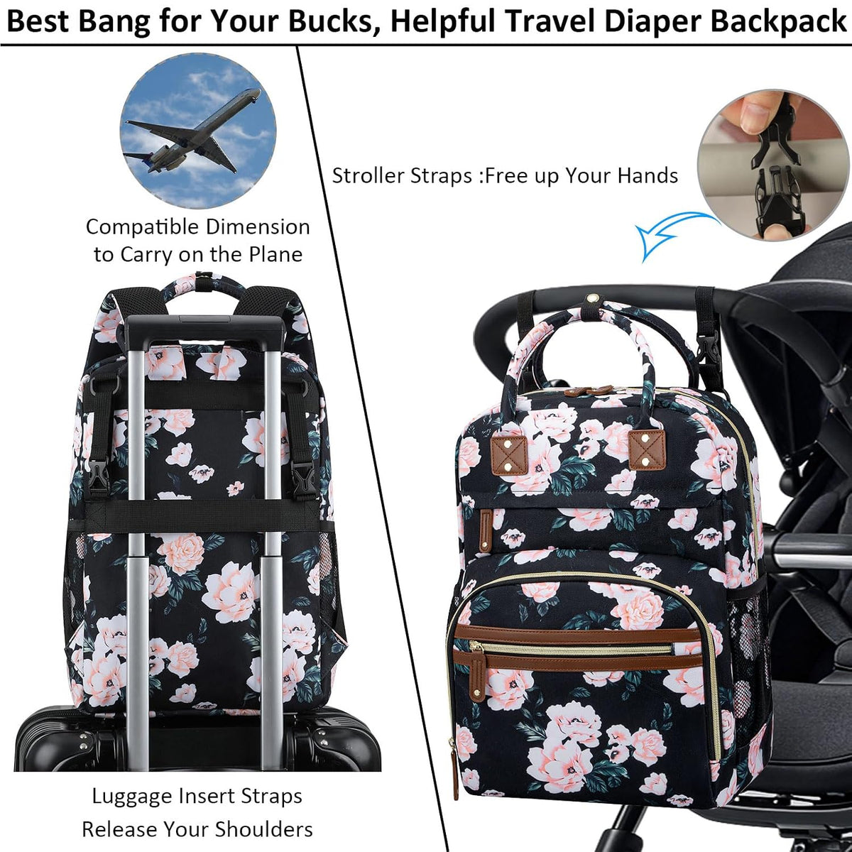 Diaper Bag Backpack for Women with Insulated Pockets Green