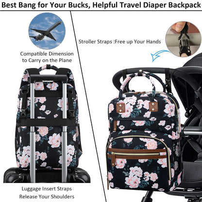 Diaper Bag Backpack for Women with Insulated Pockets Green