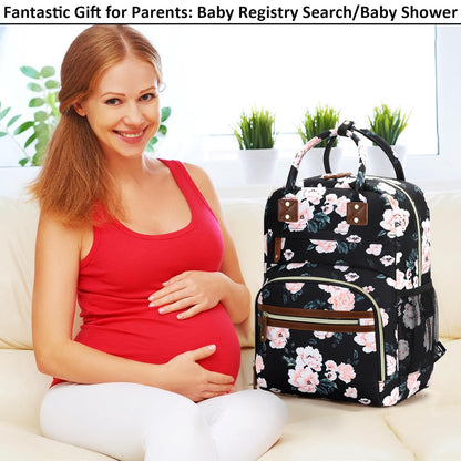 Diaper Bag Backpack for Women with Insulated Pockets Green