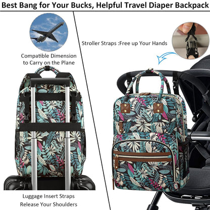 Diaper Bag Backpack for Women with Insulated Pockets Green