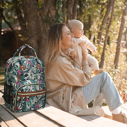 Diaper Bag Backpack for Women with Insulated Pockets Green