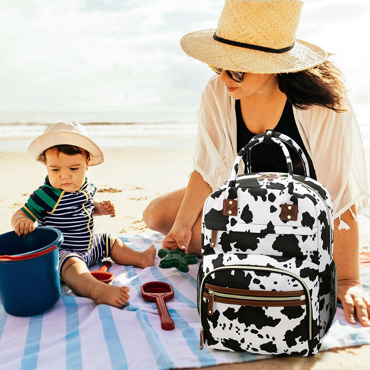 Diaper Bag Backpack for Women with Insulated Pockets Green