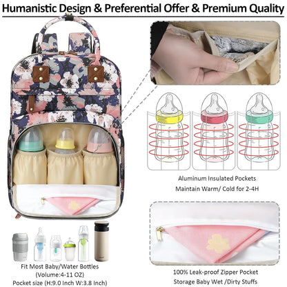 Diaper Bag Backpack for Women with Insulated Pockets Green