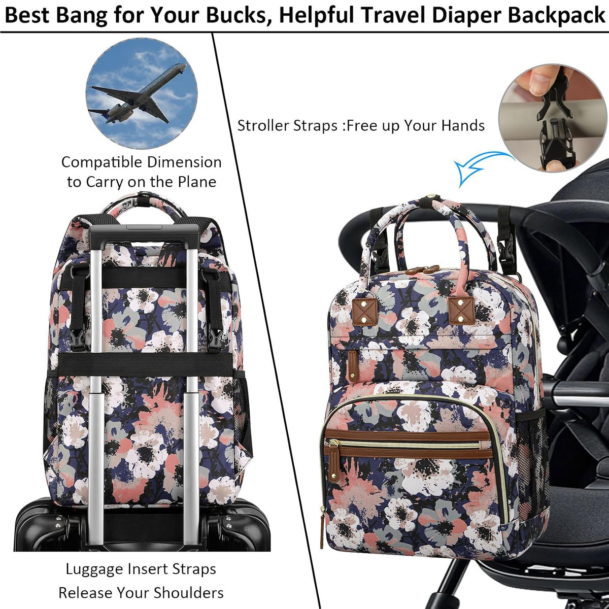 Diaper Bag Backpack for Women with Insulated Pockets Green