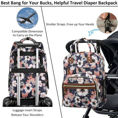 Diaper Bag Backpack for Women with Insulated Pockets Green