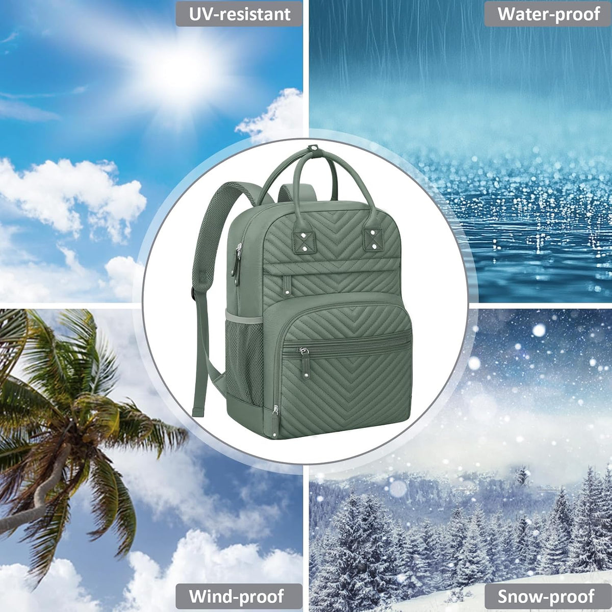 Diaper Bag Backpack for Women with Insulated Pockets Green