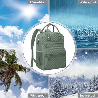 Diaper Bag Backpack for Women with Insulated Pockets Green