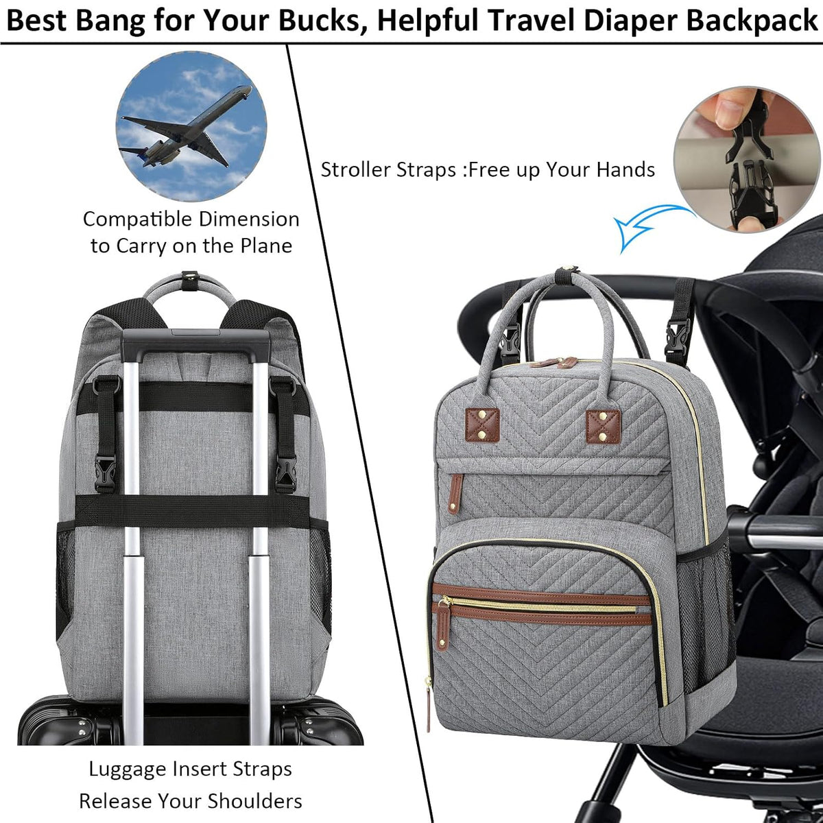 Diaper Bag Backpack for Women with Insulated Pockets Green