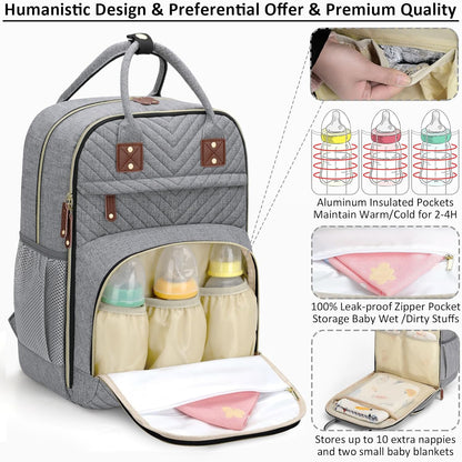 Diaper Bag Backpack for Women with Insulated Pockets Green