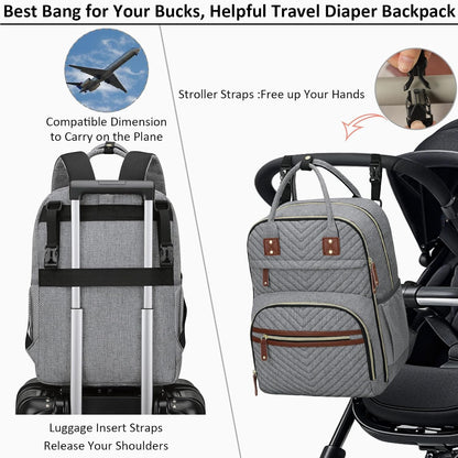 Diaper Bag Backpack for Women with Insulated Pockets Green