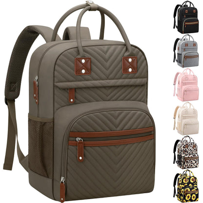 Diaper Bag Backpack for Women with Insulated Pockets Green