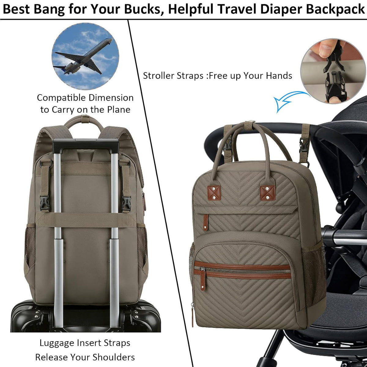 Diaper Bag Backpack for Women with Insulated Pockets Green
