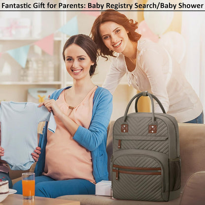 Diaper Bag Backpack for Women with Insulated Pockets Green