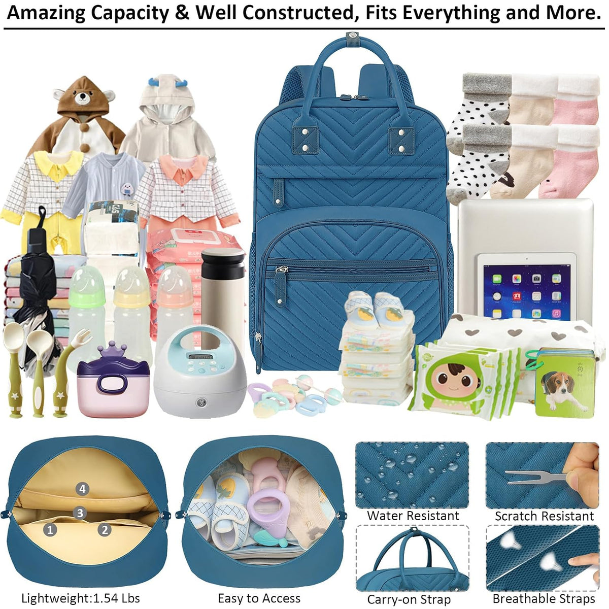 Diaper Bag Backpack for Women with Insulated Pockets Green