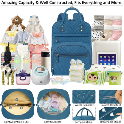 Diaper Bag Backpack for Women with Insulated Pockets Green
