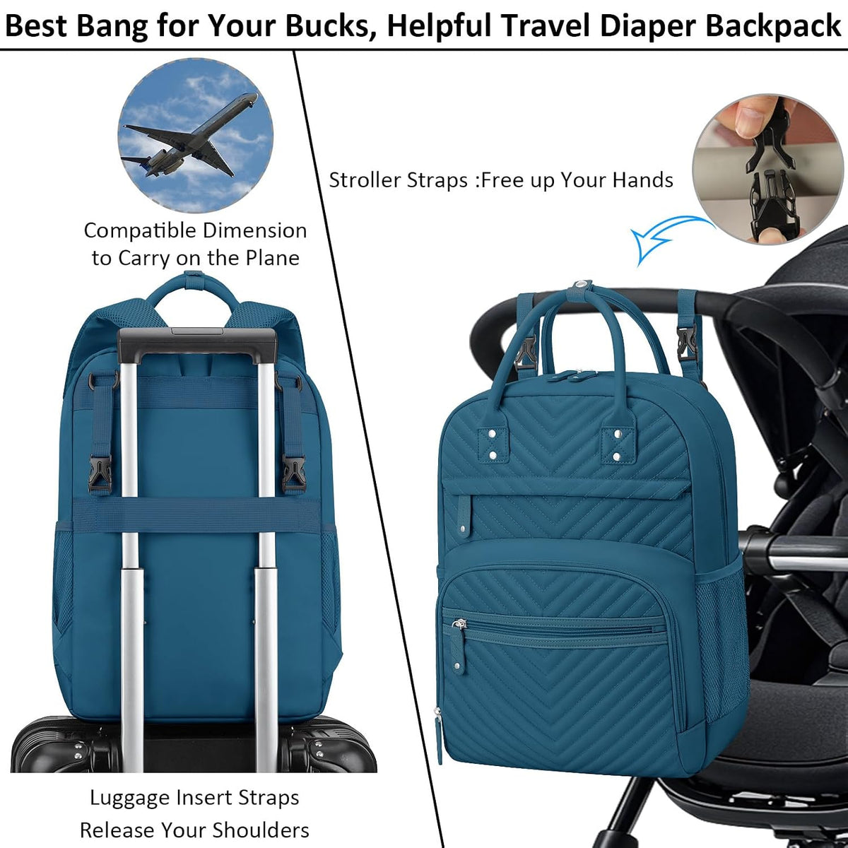 Diaper Bag Backpack for Women with Insulated Pockets Green
