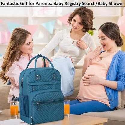 Diaper Bag Backpack for Women with Insulated Pockets Green
