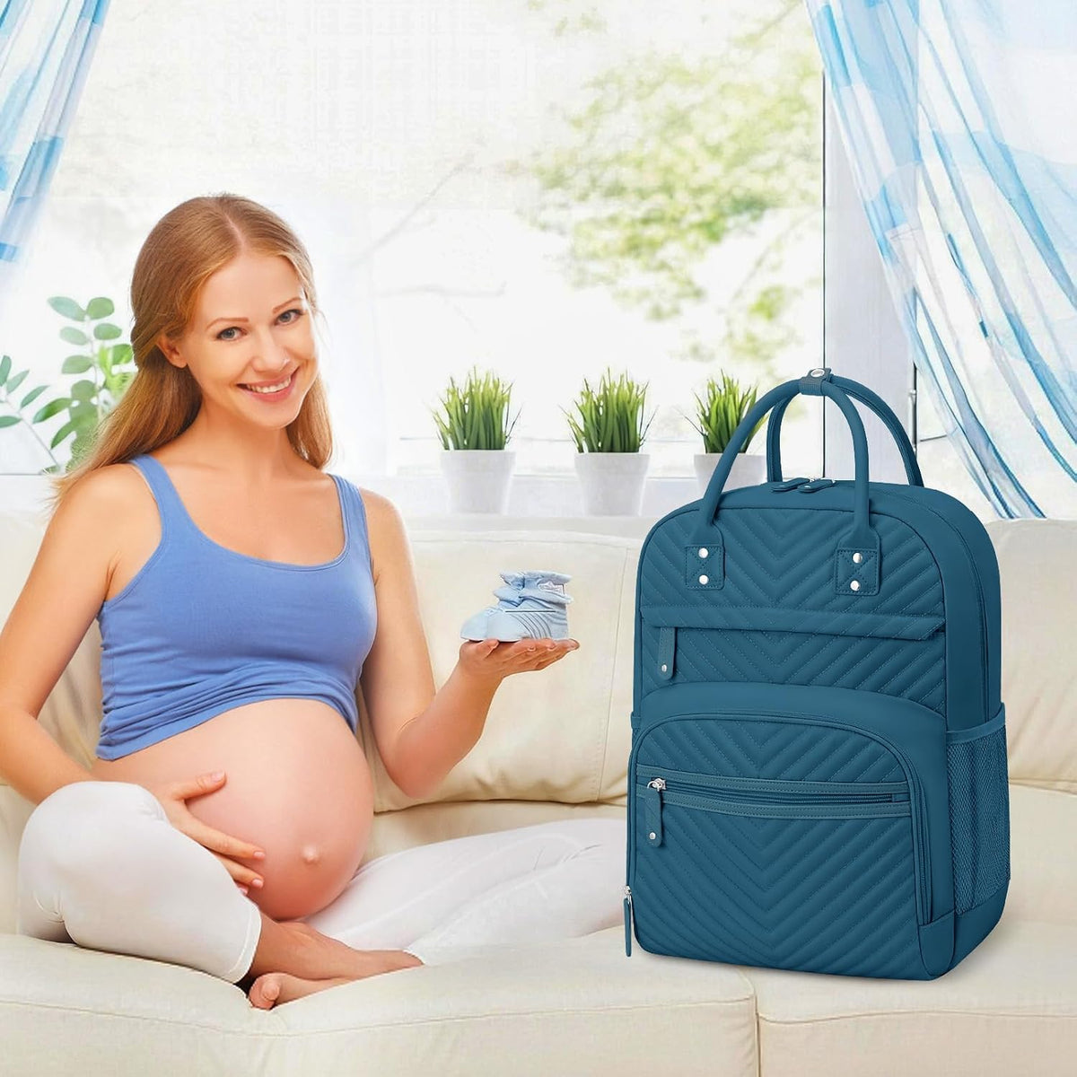 Diaper Bag Backpack for Women with Insulated Pockets Green