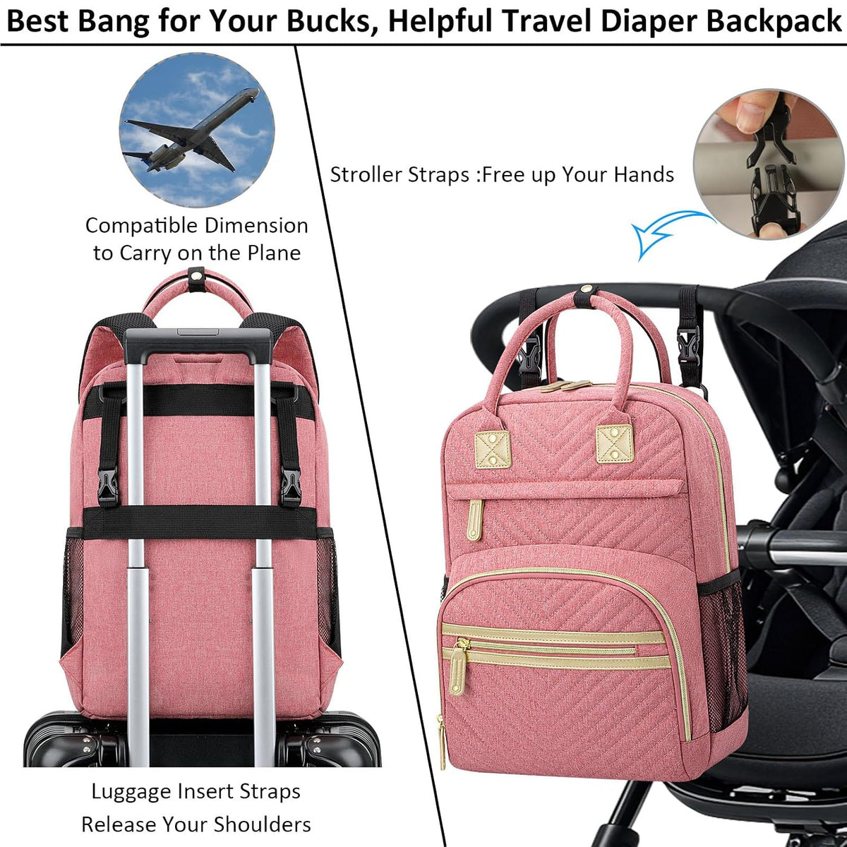 Diaper Bag Backpack for Women with Insulated Pockets Green