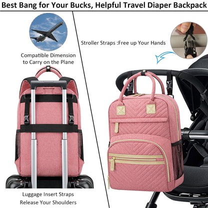 Diaper Bag Backpack for Women with Insulated Pockets Green