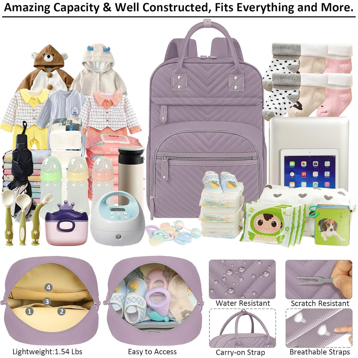 Diaper Bag Backpack for Women with Insulated Pockets Green