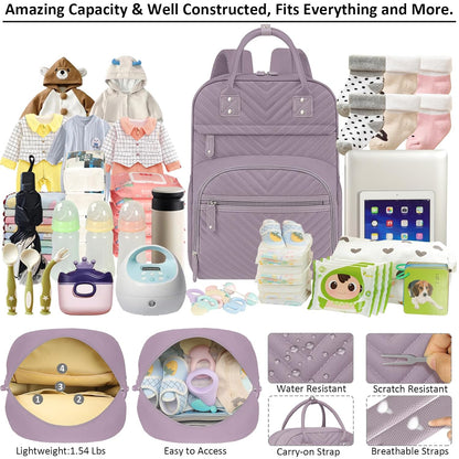 Diaper Bag Backpack for Women with Insulated Pockets Green