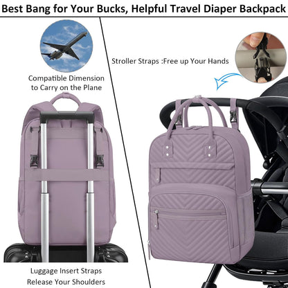 Diaper Bag Backpack for Women with Insulated Pockets Green
