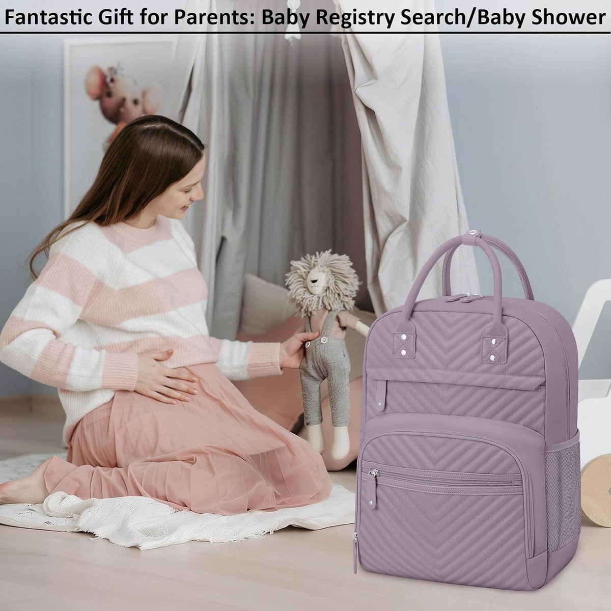 Diaper Bag Backpack for Women with Insulated Pockets Green