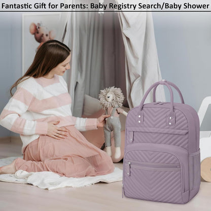 Diaper Bag Backpack for Women with Insulated Pockets Green