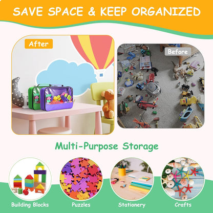 6 Pack Toy Storage Bags with Zipper, Reusable Organizing Bags with Portable Handle, Travel Case for Building Blocks, Bricks, Puzzles, Books, Board Game Storage
