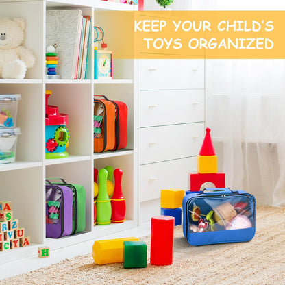 6 Pack Toy Storage Bags with Zipper, Reusable Organizing Bags with Portable Handle, Travel Case for Building Blocks, Bricks, Puzzles, Books, Board Game Storage