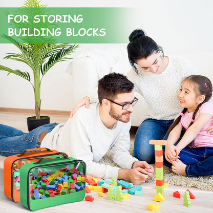 6 Pack Toy Storage Bags with Zipper, Reusable Organizing Bags with Portable Handle, Travel Case for Building Blocks, Bricks, Puzzles, Books, Board Game Storage