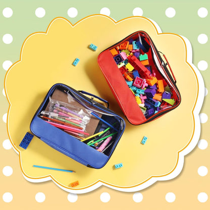 6 Pack Toy Storage Bags with Zipper, Reusable Organizing Bags with Portable Handle, Travel Case for Building Blocks, Bricks, Puzzles, Books, Board Game Storage