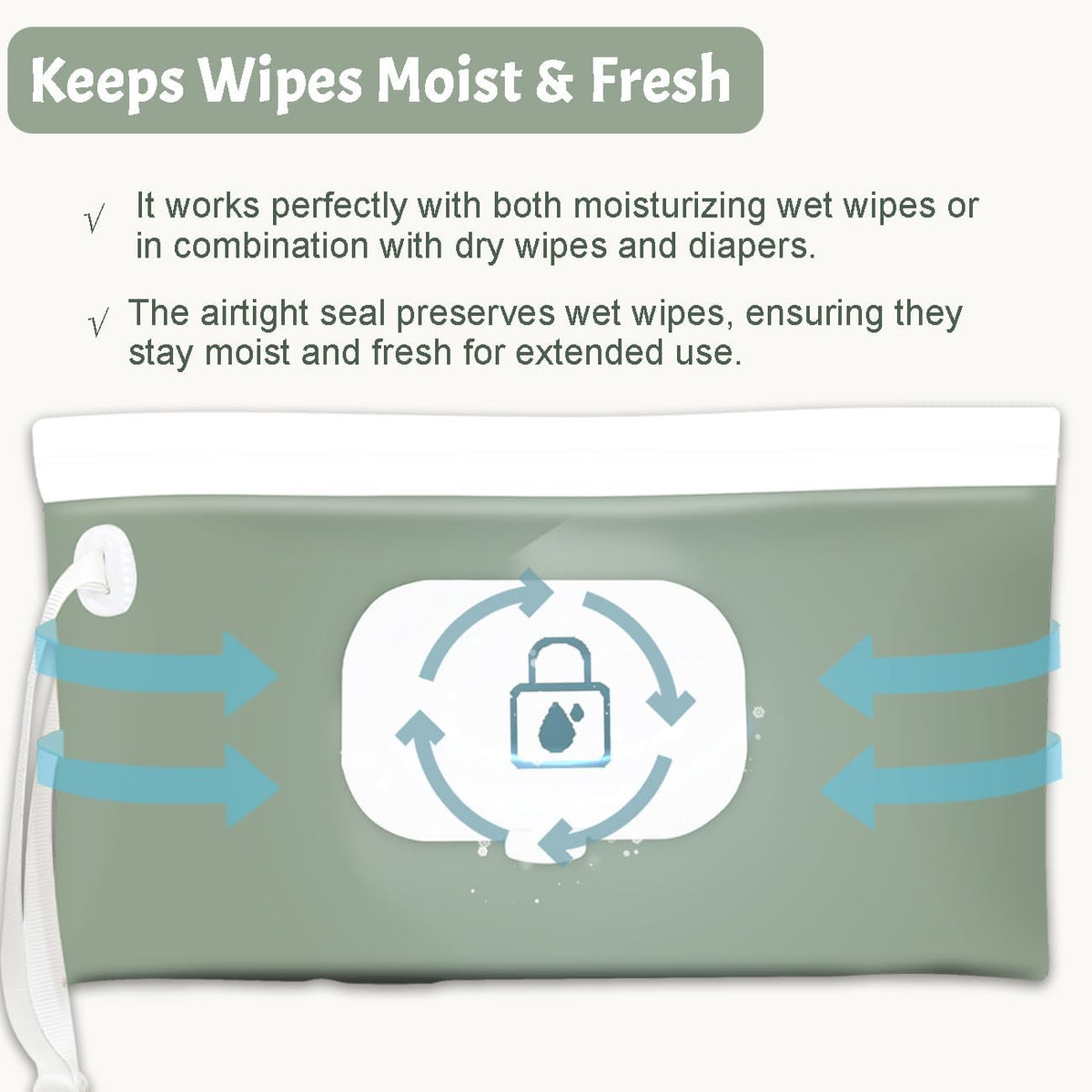 Baby wipes dispenser，portable baby wipes holder for outdoor, Refillable baby wipes container, on the go wet wipe pouch for travel, resuable wipes dispenser for hiking (sage)