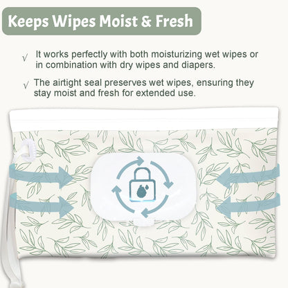 Baby wipes dispenser，portable baby wipes holder for outdoor, Refillable baby wipes container, on the go wet wipe pouch for travel, resuable wipes dispenser for hiking (sage)