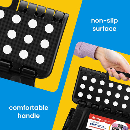 11 Inch Folding Step Stool for Kids, Non-Slip Foldable Stools, Black