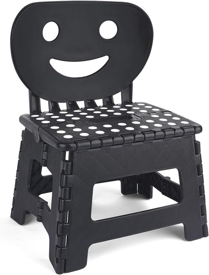 11 Inch Folding Step Stool for Kids, Non-Slip Foldable Stools, Black