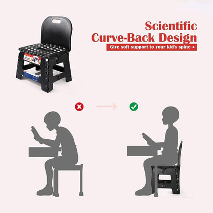 11 Inch Folding Step Stool for Kids, Non-Slip Foldable Stools, Black