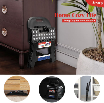 11 Inch Folding Step Stool for Kids, Non-Slip Foldable Stools, Black
