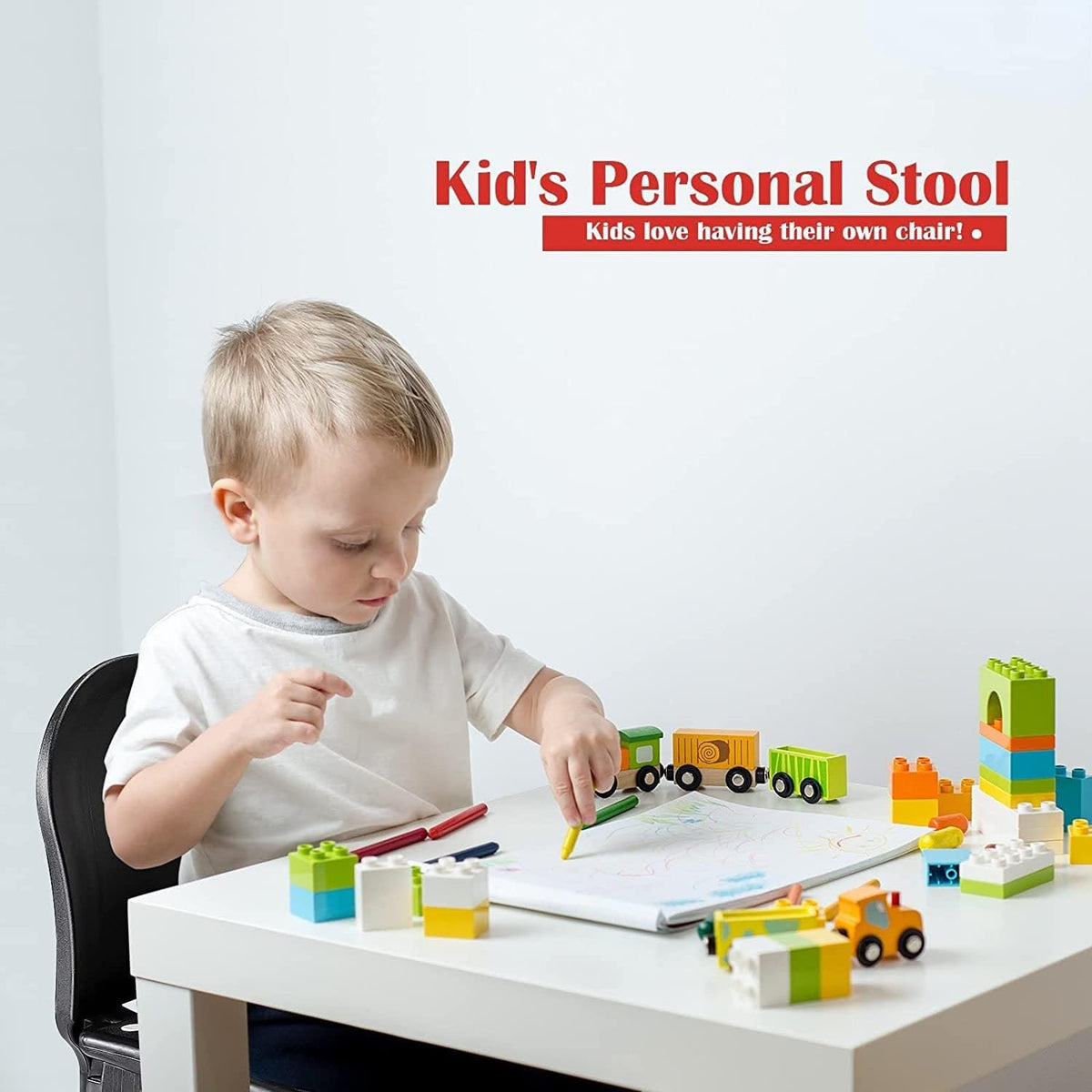 11 Inch Folding Step Stool for Kids, Non-Slip Foldable Stools, Black