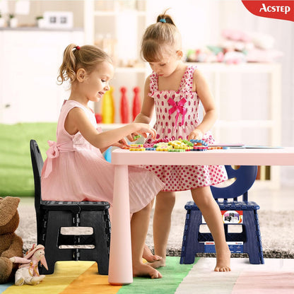 11 Inch Folding Step Stool for Kids, Non-Slip Foldable Stools, Black