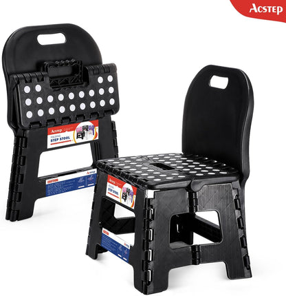 11 Inch Folding Step Stool for Kids, Non-Slip Foldable Stools, Black