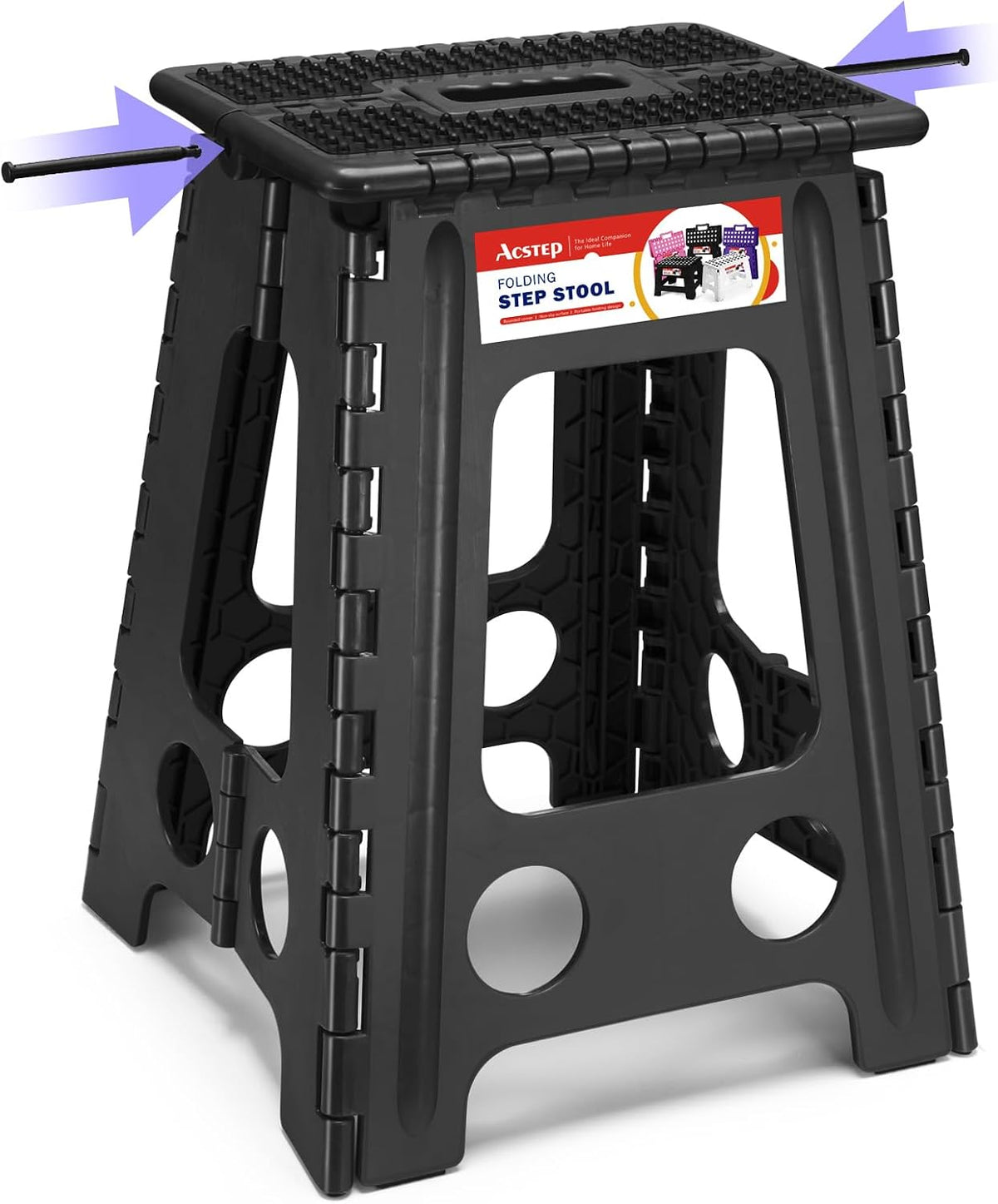11 Inch Folding Step Stool for Kids, Non-Slip Foldable Stools, Black