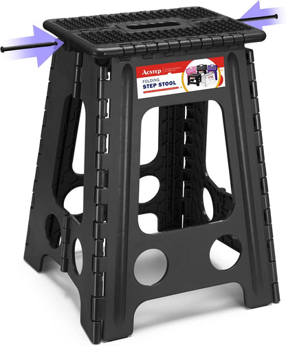 11 Inch Folding Step Stool for Kids, Non-Slip Foldable Stools, Black