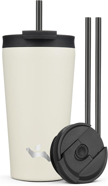 18 oz Insulated Tumbler Water Bottle with Straw Lid, Taro | Stainless steel insulated tumbler for coffee, water and iced drinks; spill-proof lid, 2 straws, cup-holder friendly