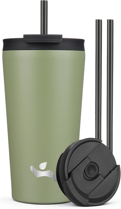18 oz Insulated Tumbler Water Bottle with Straw Lid, Taro | Stainless steel insulated tumbler for coffee, water and iced drinks; spill-proof lid, 2 straws, cup-holder friendly